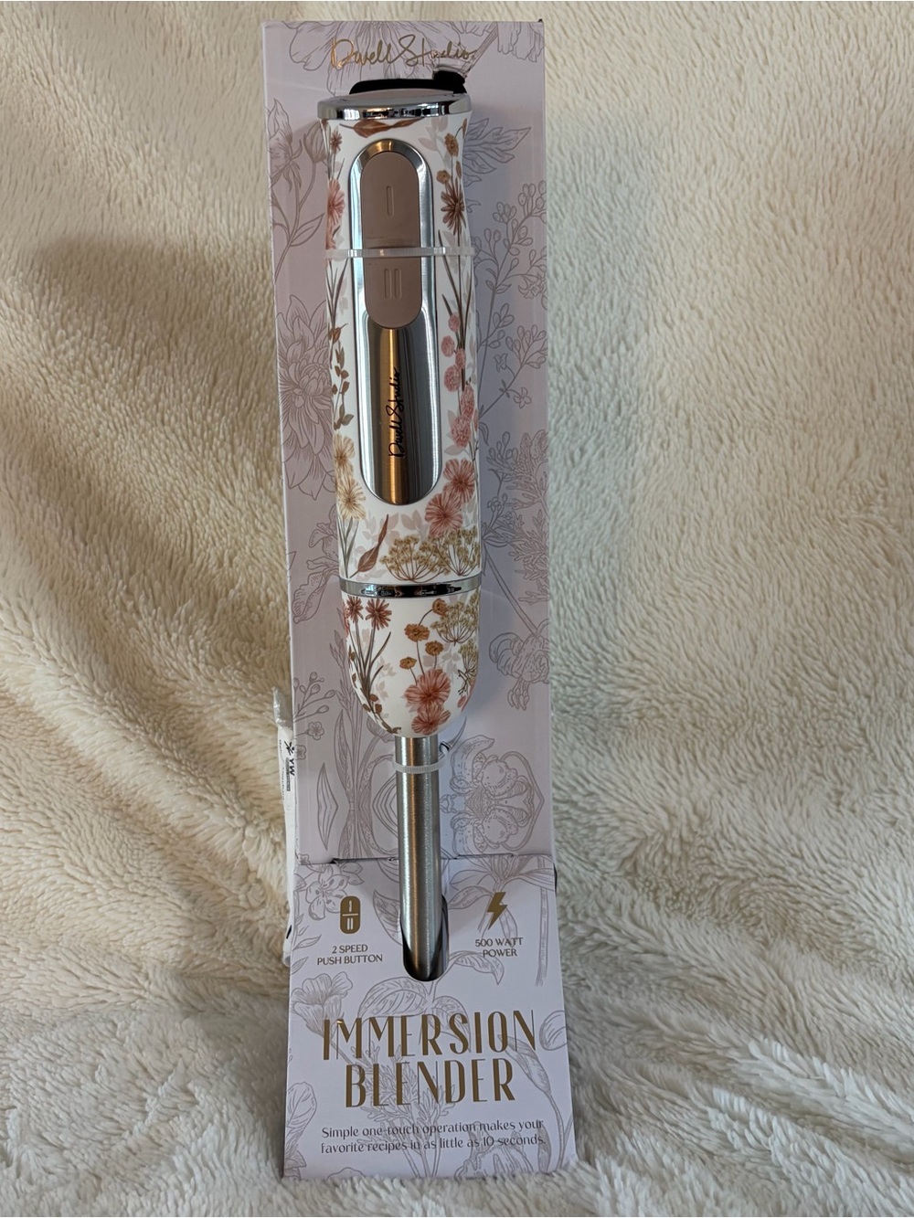 NIB Dwell Studio Immersion Blender Boho Floral Pattern 500-Watt 2 Speed